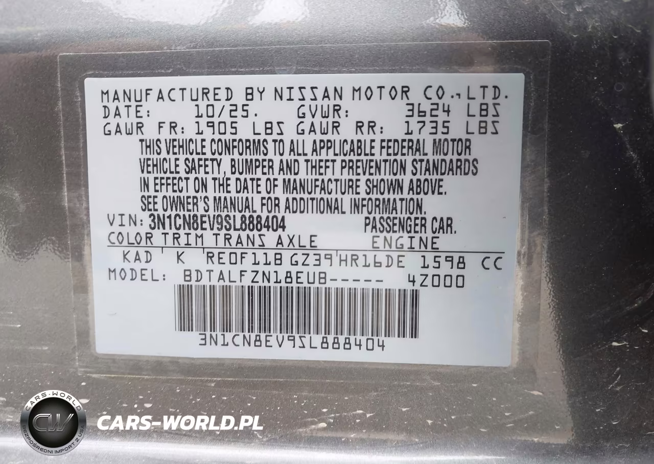2025 Nissan Versa 1.6 Sv VIN:3N1CN8EV9SL888404 - 9