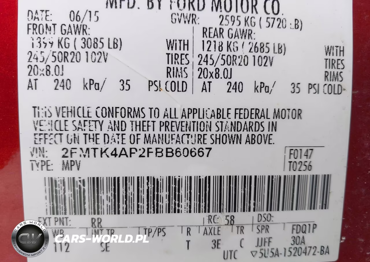 2015 Ford Edge Sport VIN:2FMTK4AP2FBB60667 - 9