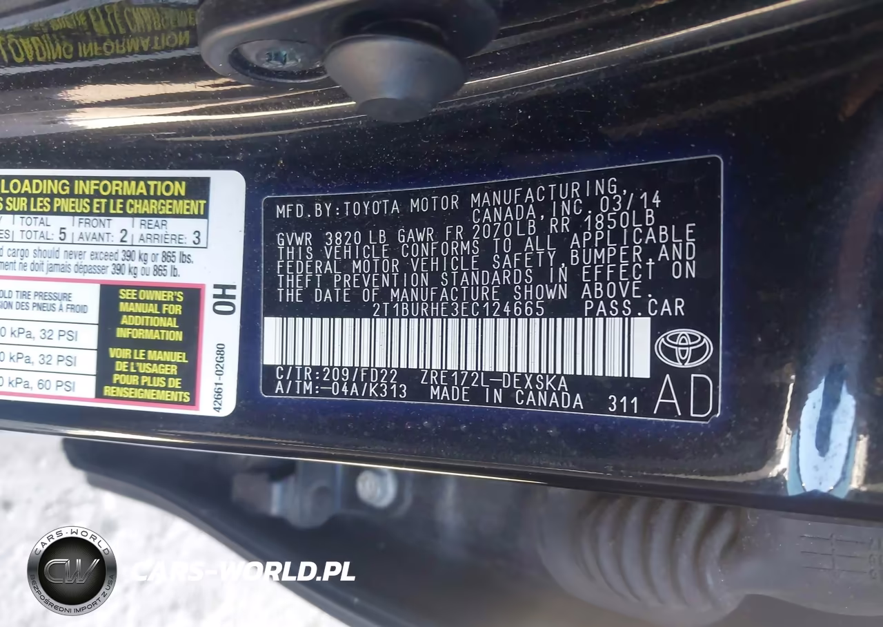 2014 Toyota Corolla S Plus VIN:2T1BURHE3EC124665 - 9