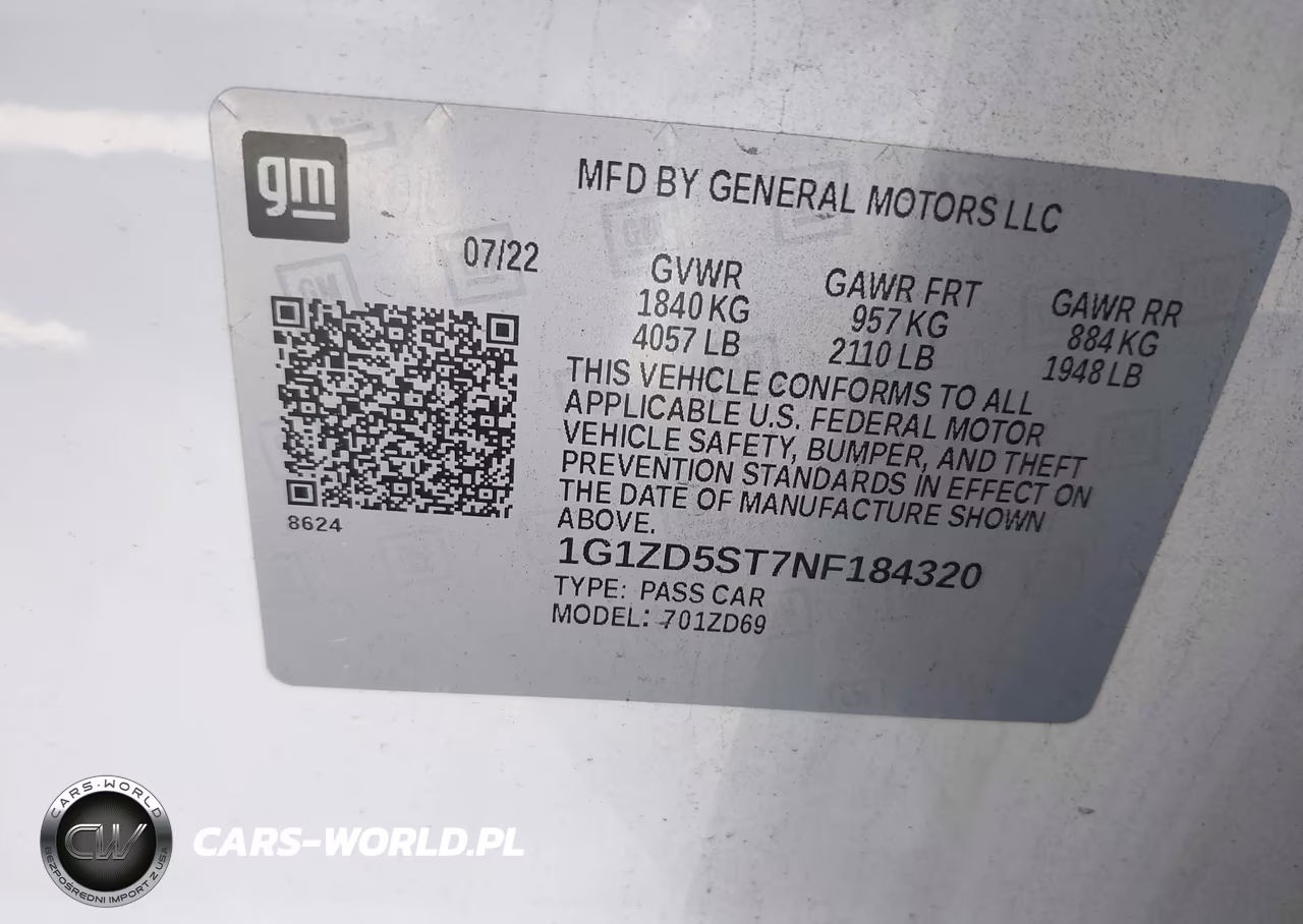 2022 Chevrolet Malibu Fwd Lt VIN:1G1ZD5ST7NF184320 - 9