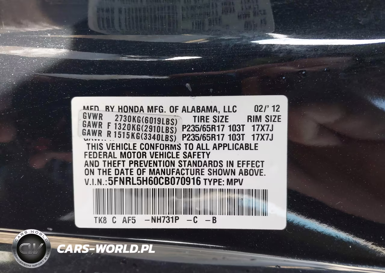 2012 Honda Odyssey Ex-L VIN:5FNRL5H60CB070916 - 9