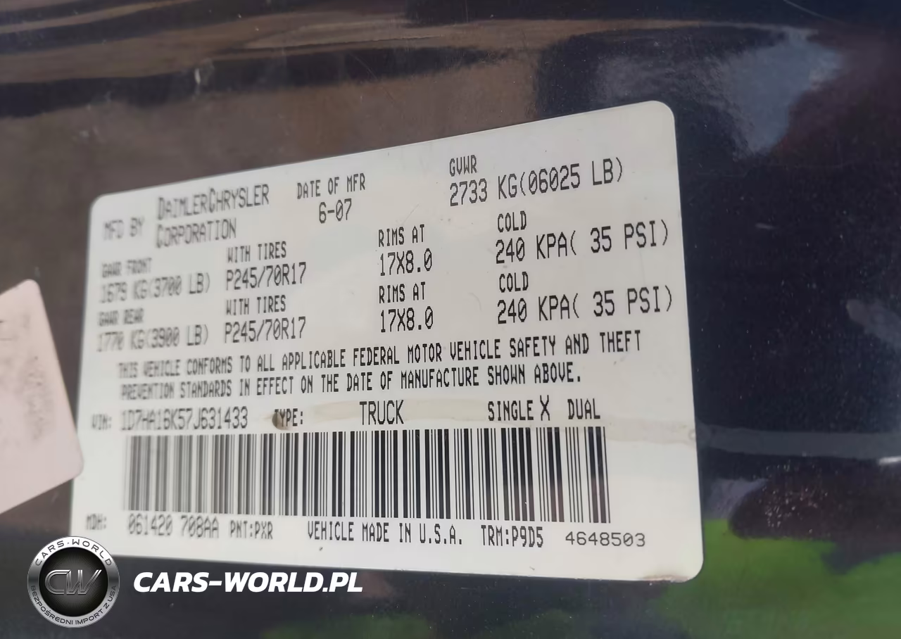 2007 Dodge Ram 1500 St VIN:1D7HA16K57J631433 - 9