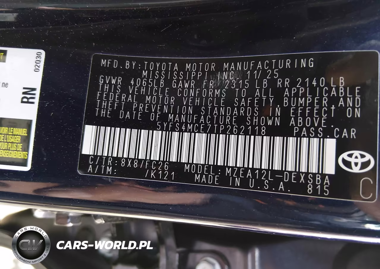 2026 Toyota Corolla Se VIN:5YFS4MCE7TP262118 - 9