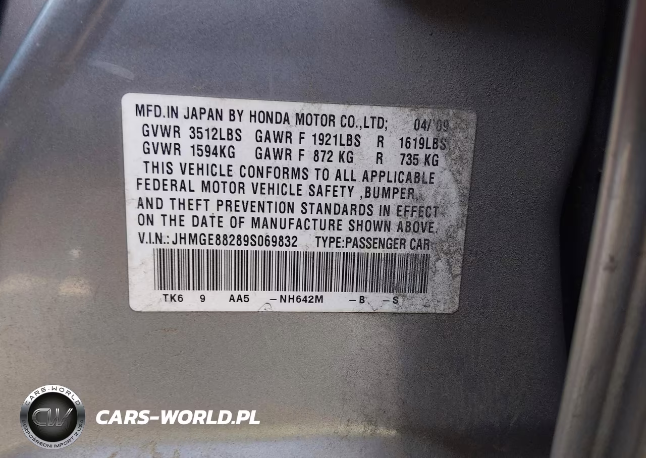 2009 Honda Fit VIN:JHMGE88289S069832 - 9