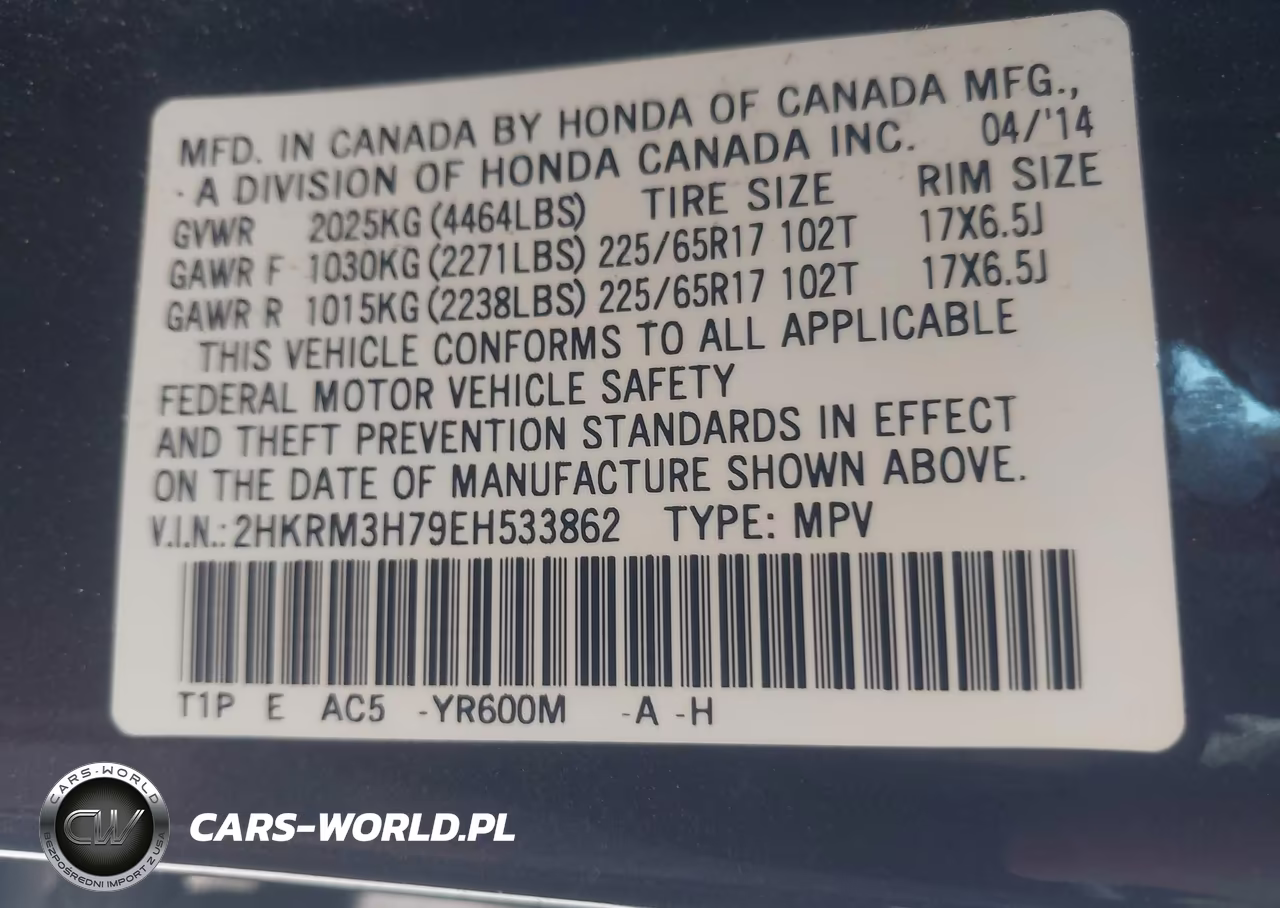 2014 Honda Cr-V Ex-L VIN:2HKRM3H79EH533862 - 9