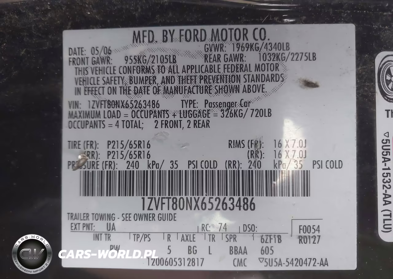 2006 Ford Mustang V6 VIN:1ZVFT80NX65263486 - 9
