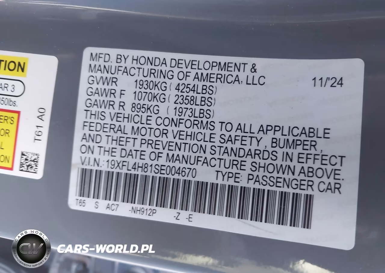 2025 Honda Civic Hybrid Sport VIN:19XFL4H81SE004670 - 9