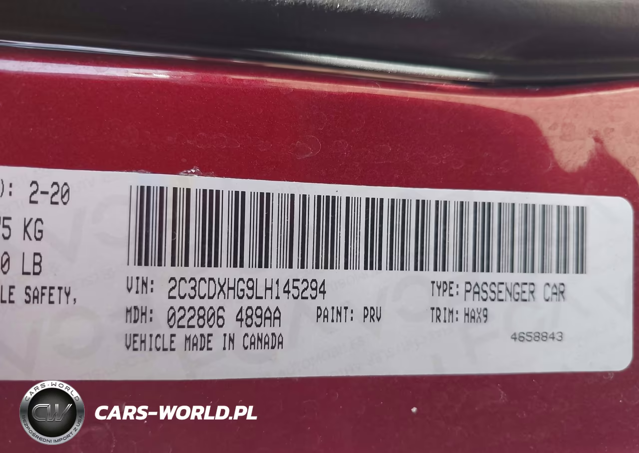 2020 Dodge Charger Gt Rwd VIN:2C3CDXHG9LH145294 - 9