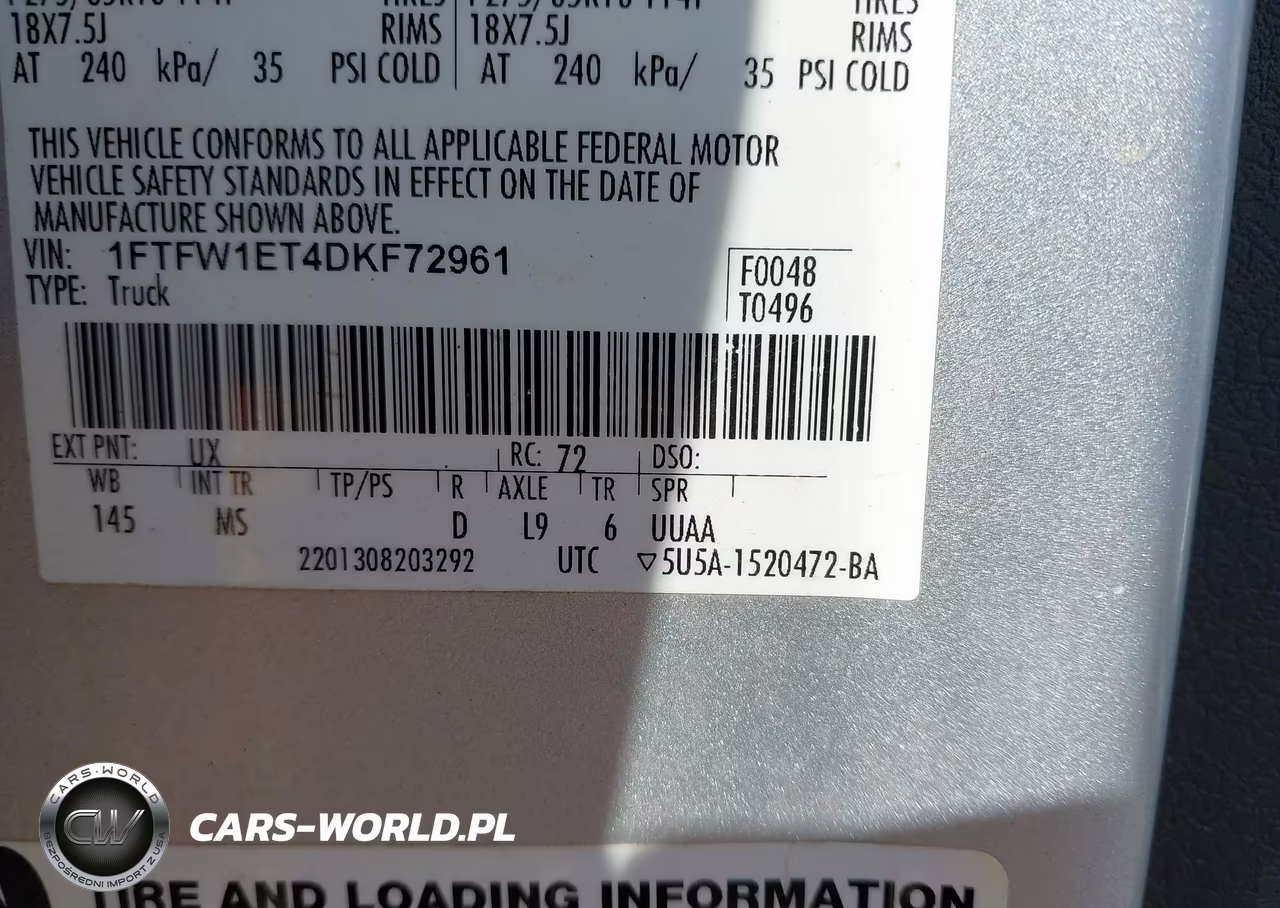 2013 Ford F-150 Xlt VIN:1FTFW1ET4DKF72961 - 9