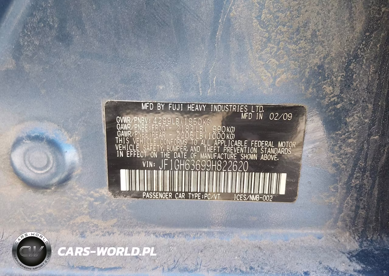 2009 Subaru Impreza Outback Sport VIN:JF1GH63699H822620 - 9