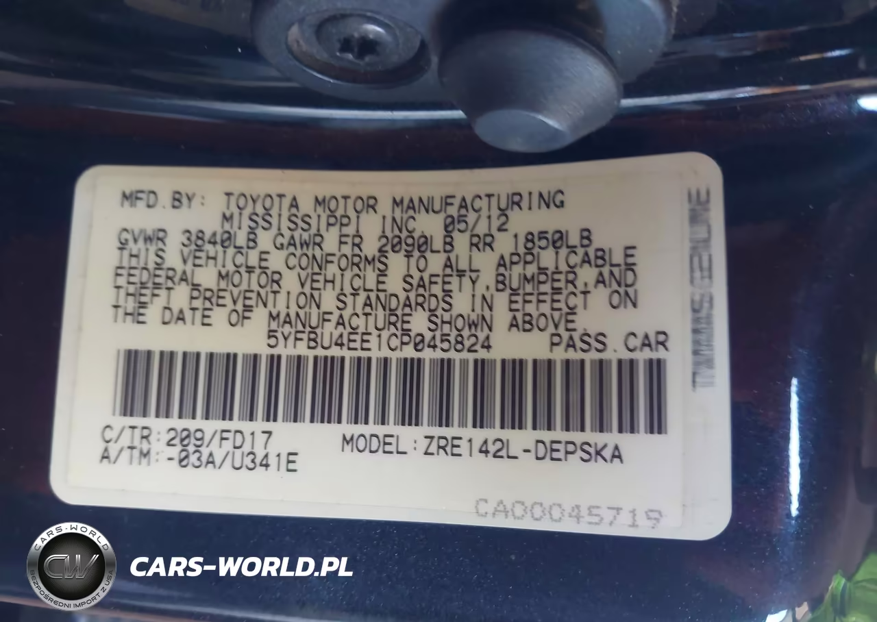 2012 Toyota Corolla S VIN:5YFBU4EE1CP045824 - 9