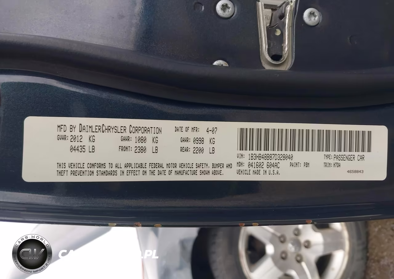 2007 Dodge Caliber Sxt VIN:1B3HB48B87D328040 - 9