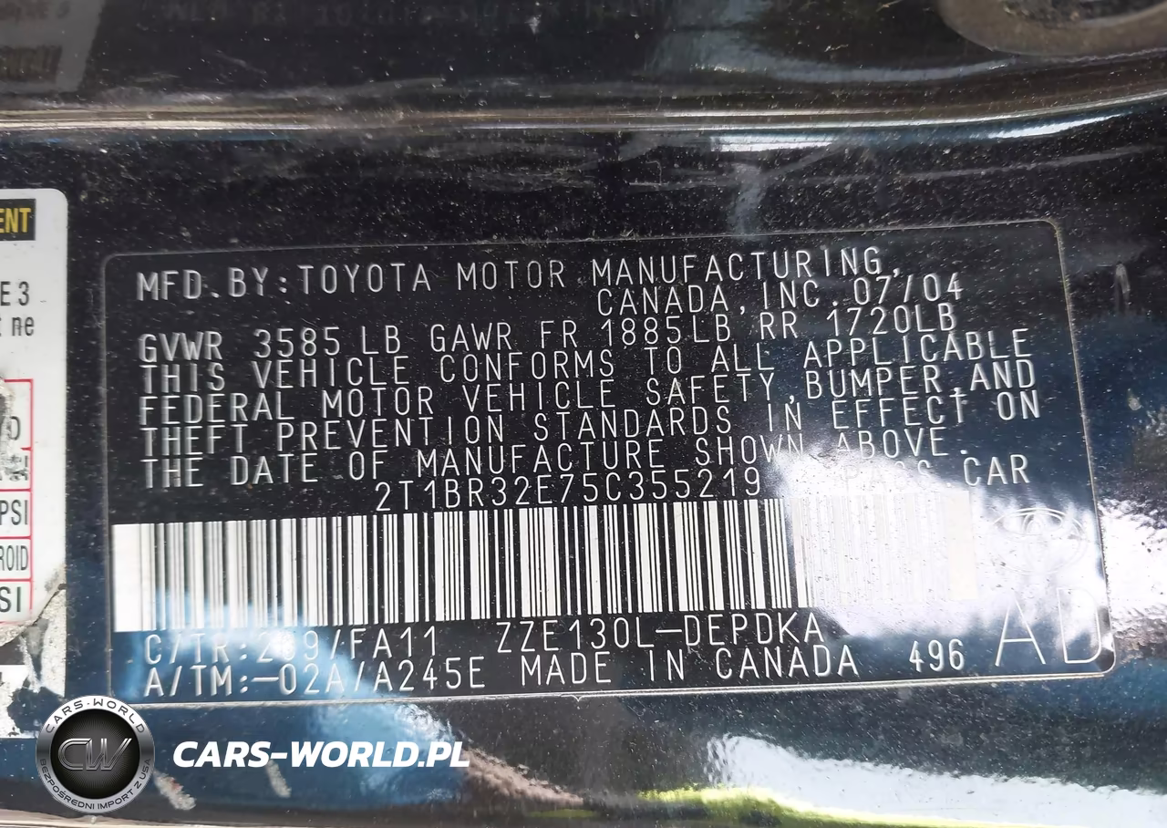 2005 Toyota Corolla Ce VIN:2T1BR32E75C355219 - 9
