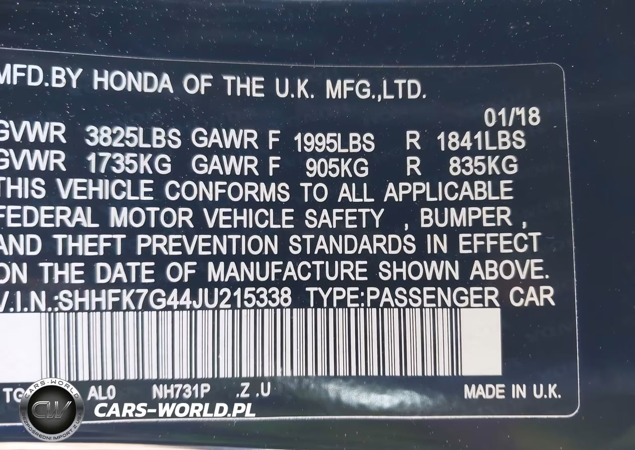 2018 Honda Civic Sport VIN:SHHFK7G44JU215338 - 9