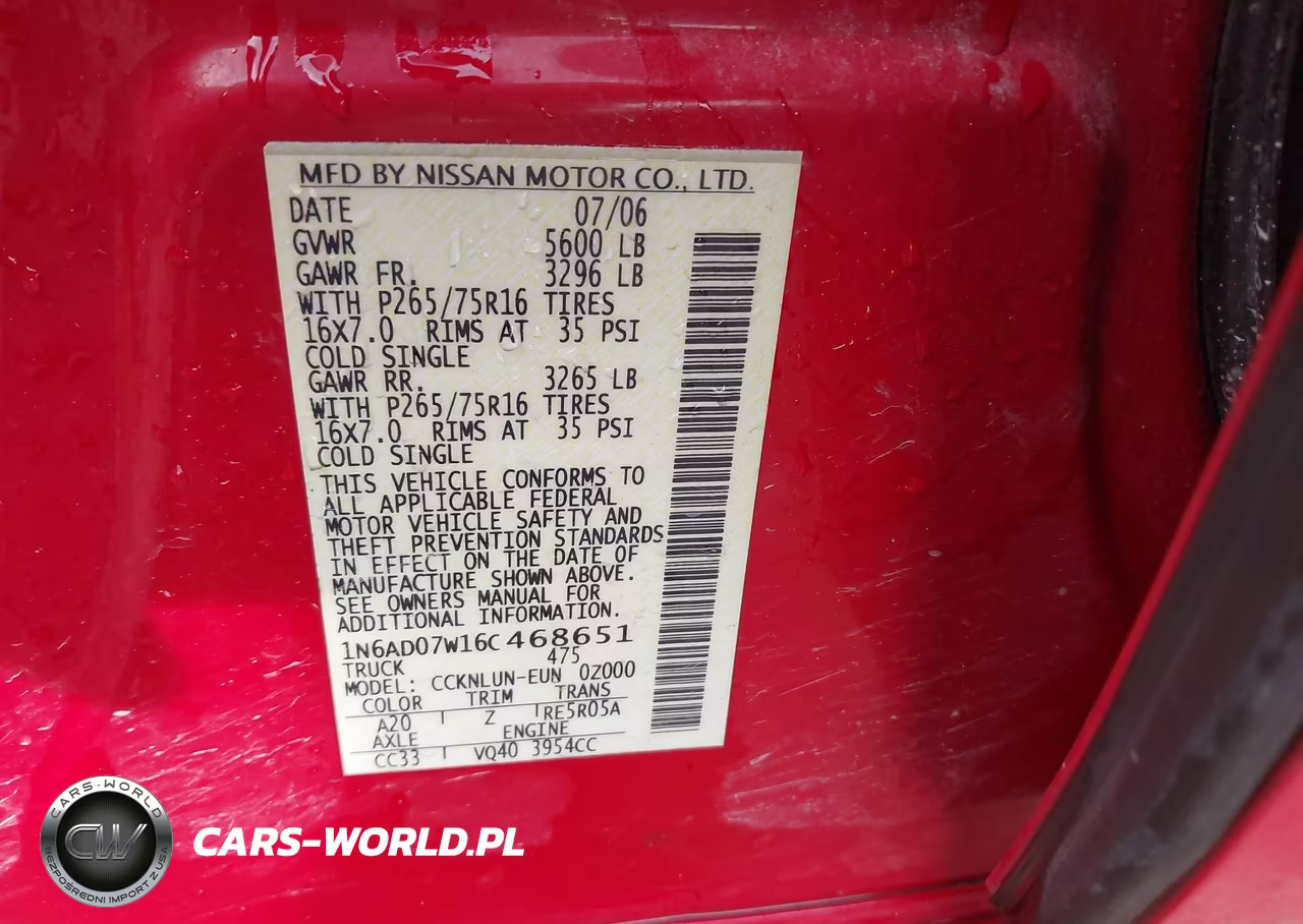 2006 Nissan Frontier Nismo Off Road VIN:1N6AD07W16C468651 - 9