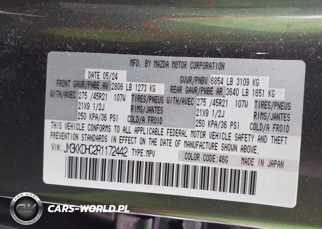 2024 Mazda Cx-90 3.3 Turbo S Premium VIN:JM3KKDHC2R1172442 - 9