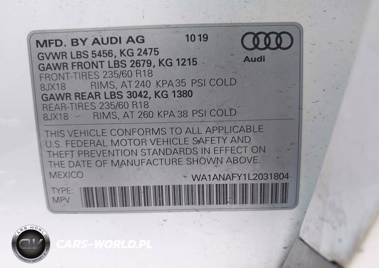 2020 Audi Q5 Premium 45 Tfsi Quattro S Tronic-Titanium Premium 45 Tfsi Quattro S Tronic VIN:WA1ANAFY1L2031804 - 9
