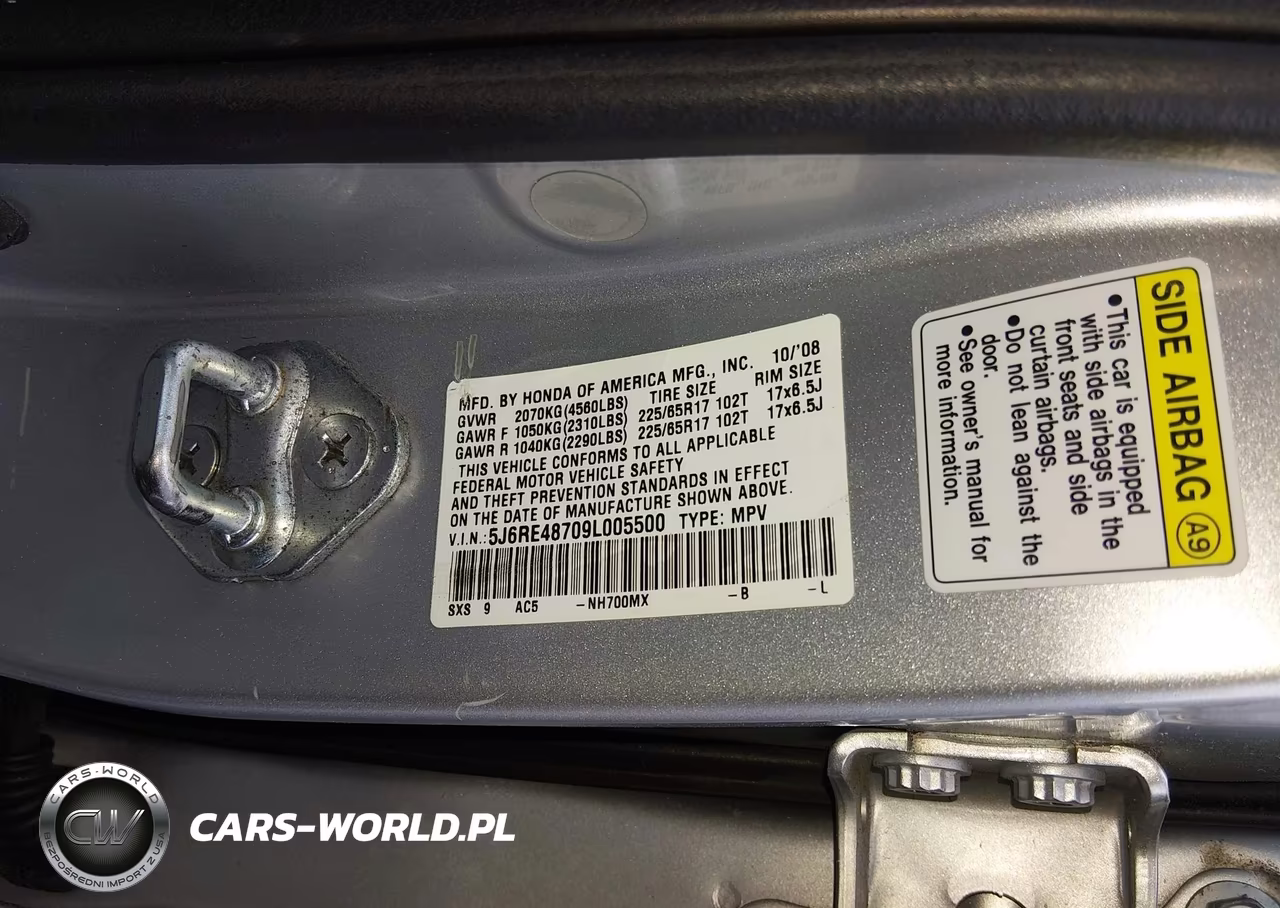 2009 Honda Cr-V Ex-L VIN:5J6RE48709L005500 - 9