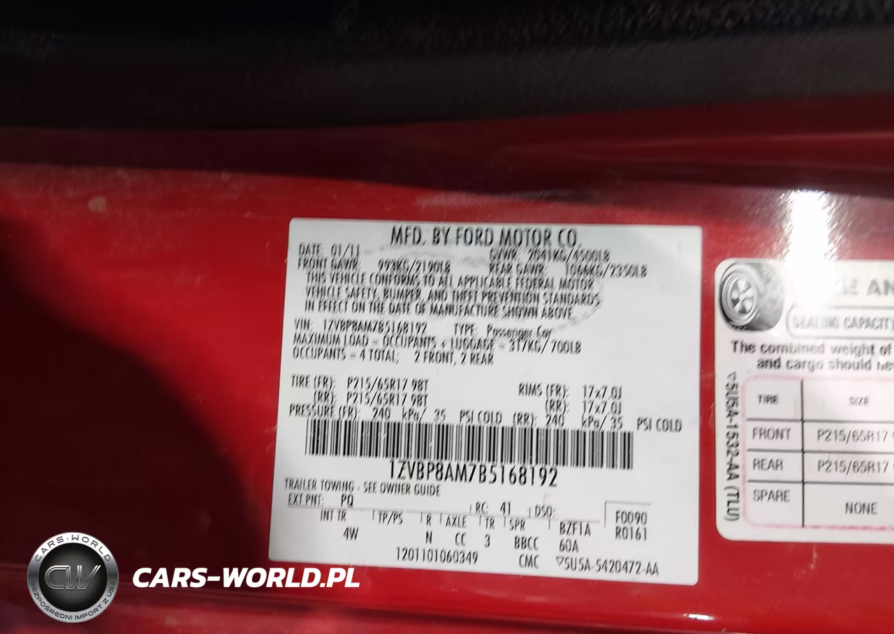 2011 Ford Mustang V6 Premium VIN:1ZVBP8AM7B5168192 - 9