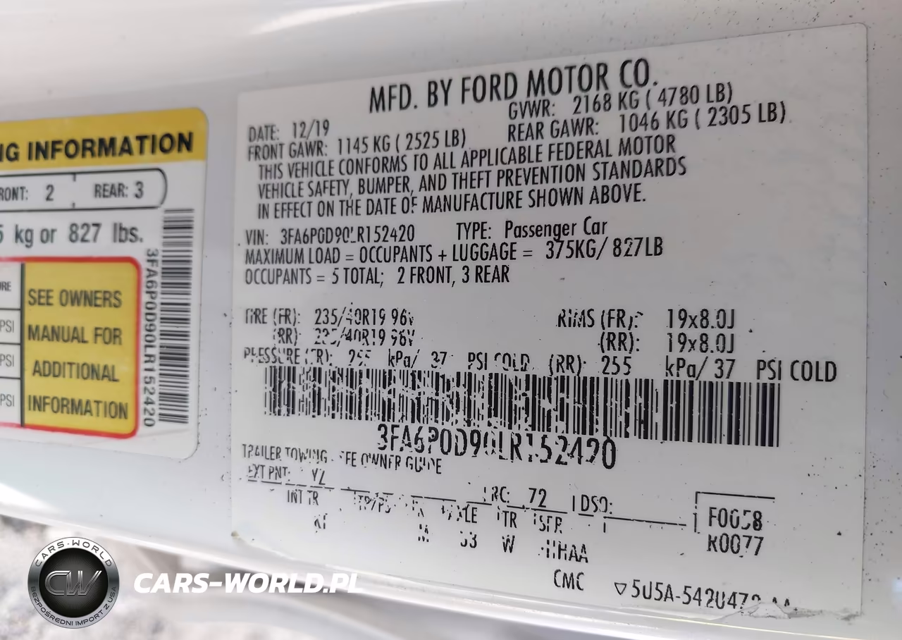 2020 Ford Fusion Titanium VIN:3FA6P0D90LR152420 - 9