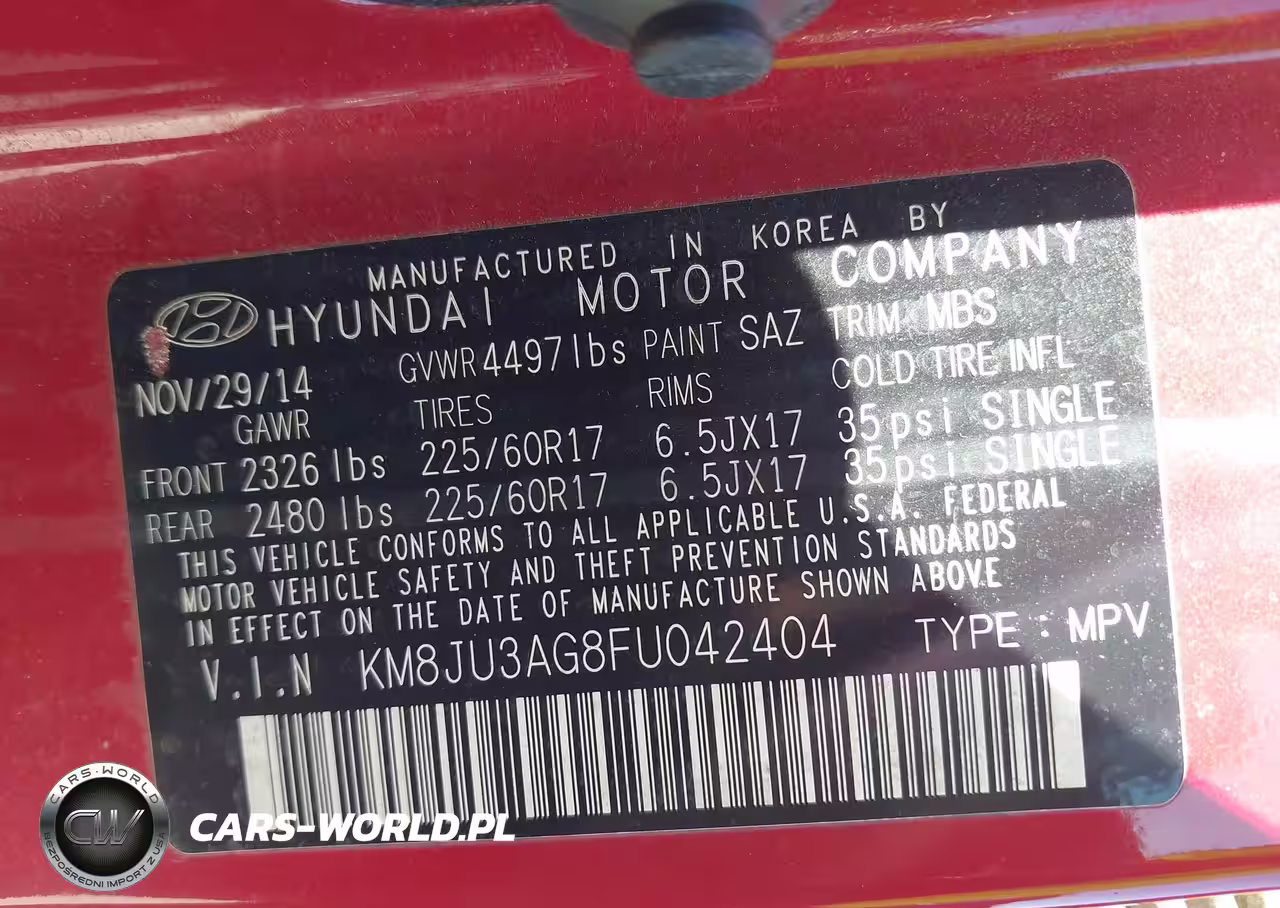 2015 Hyundai Tucson Se VIN:KM8JU3AG8FU042404 - 9