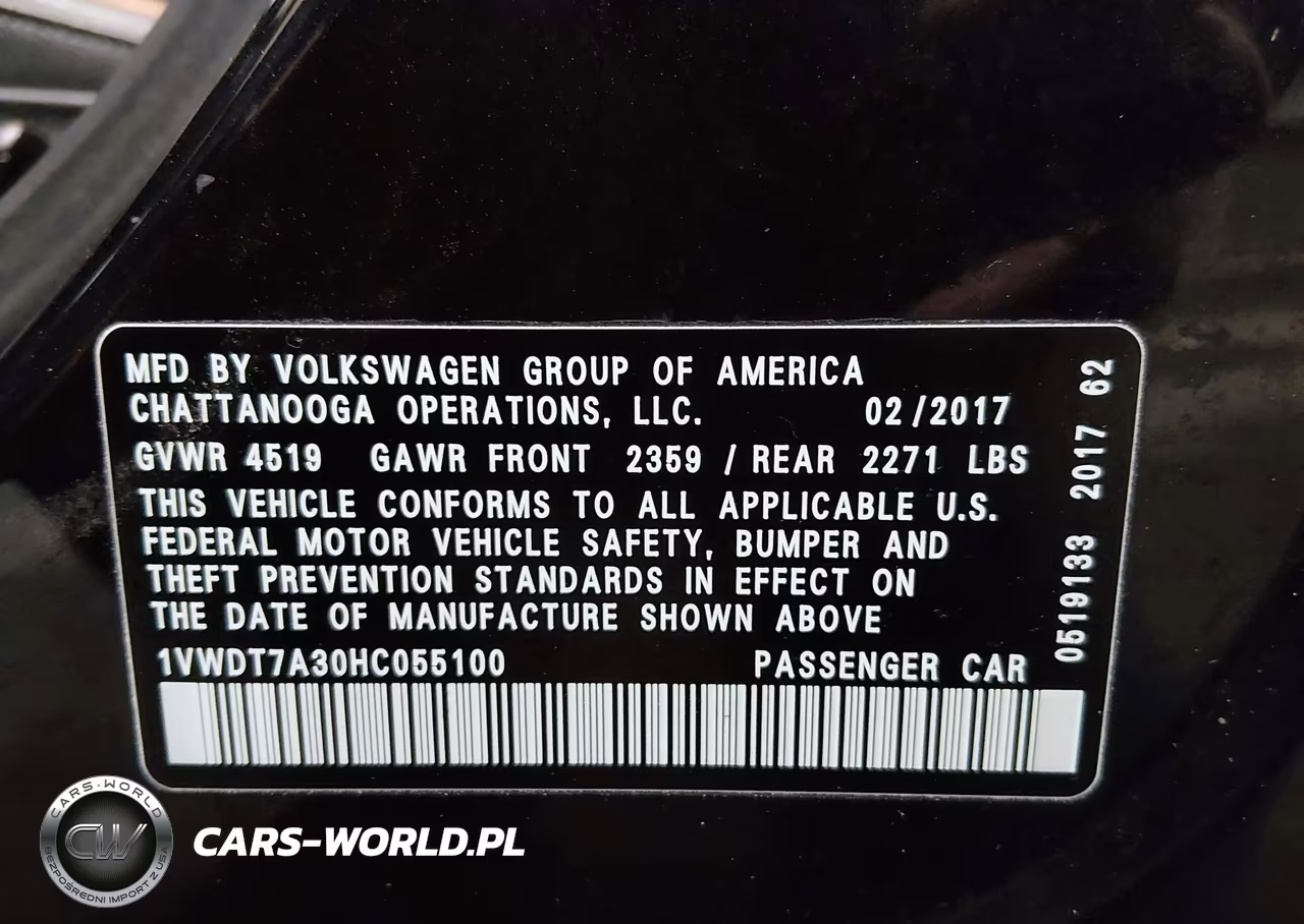 2017 Volkswagen Passat 1.8T R-Line VIN:1VWDT7A30HC055100 - 9