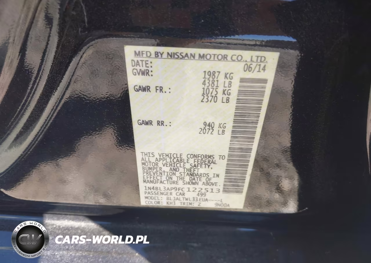 2015 Nissan Altima 3.5 Sl VIN:1N4BL3AP9FC122513 - 9