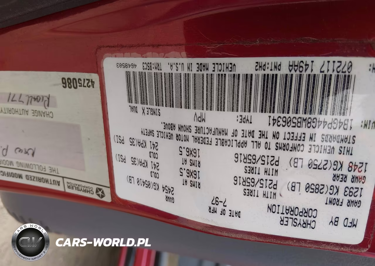 1998 Dodge Grand Caravan Se VIN:1B4GP44G8WB506341 - 9