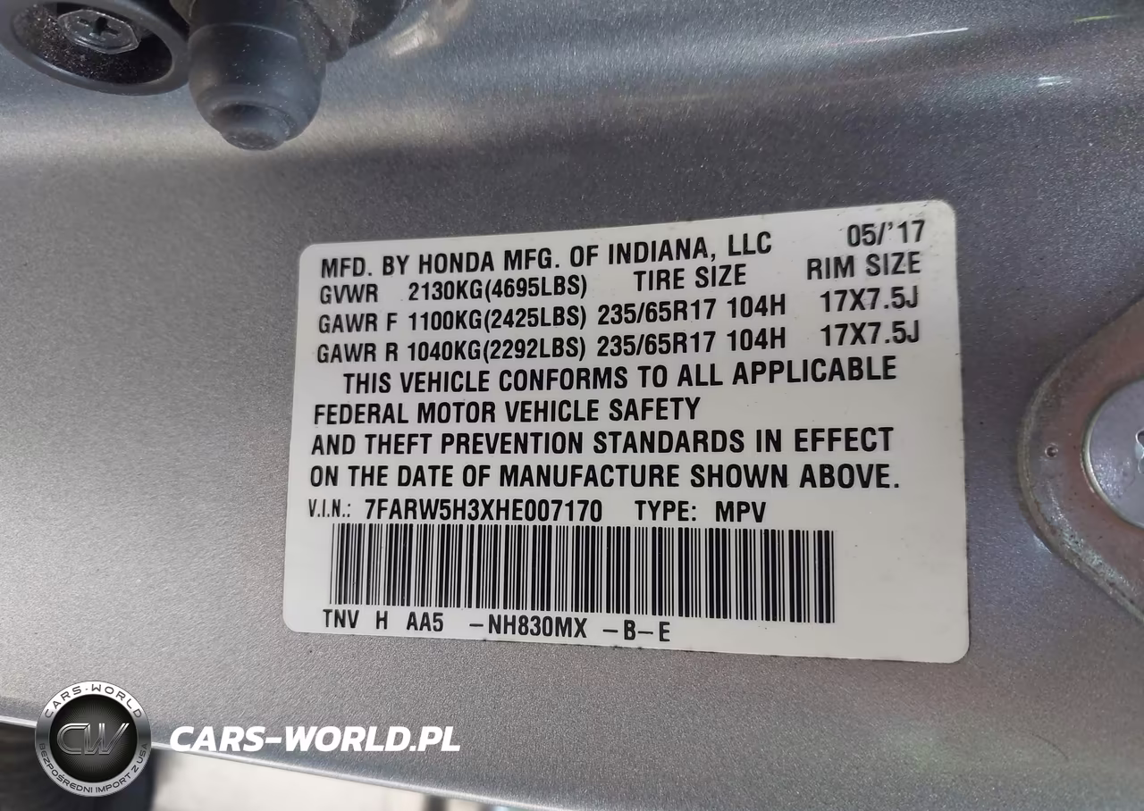 2017 Honda Cr-V Lx VIN:7FARW5H3XHE007170 - 9