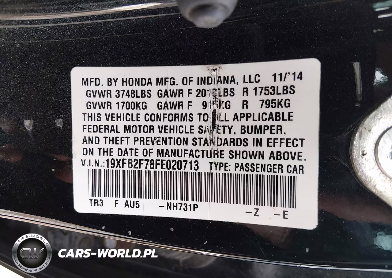 2015 Honda Civic Se VIN:19XFB2F78FE020713 - 9