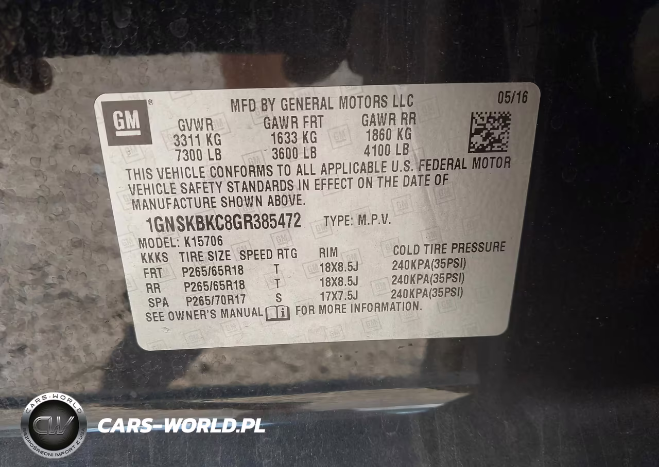 2016 Chevrolet Tahoe Lt VIN:1GNSKBKC8GR385472 - 9