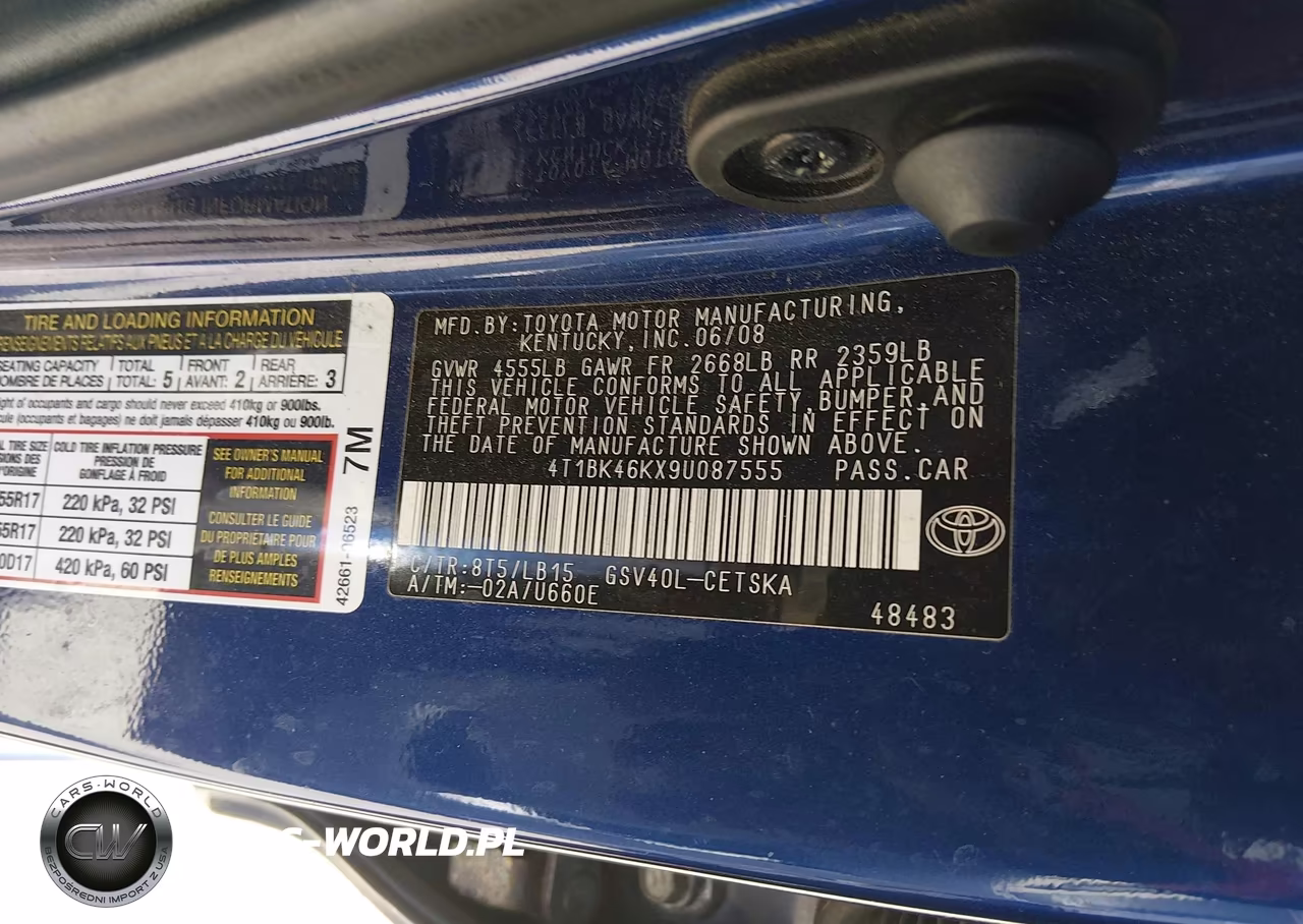 2009 Toyota Camry Se V6 VIN:4T1BK46KX9U087555 - 9