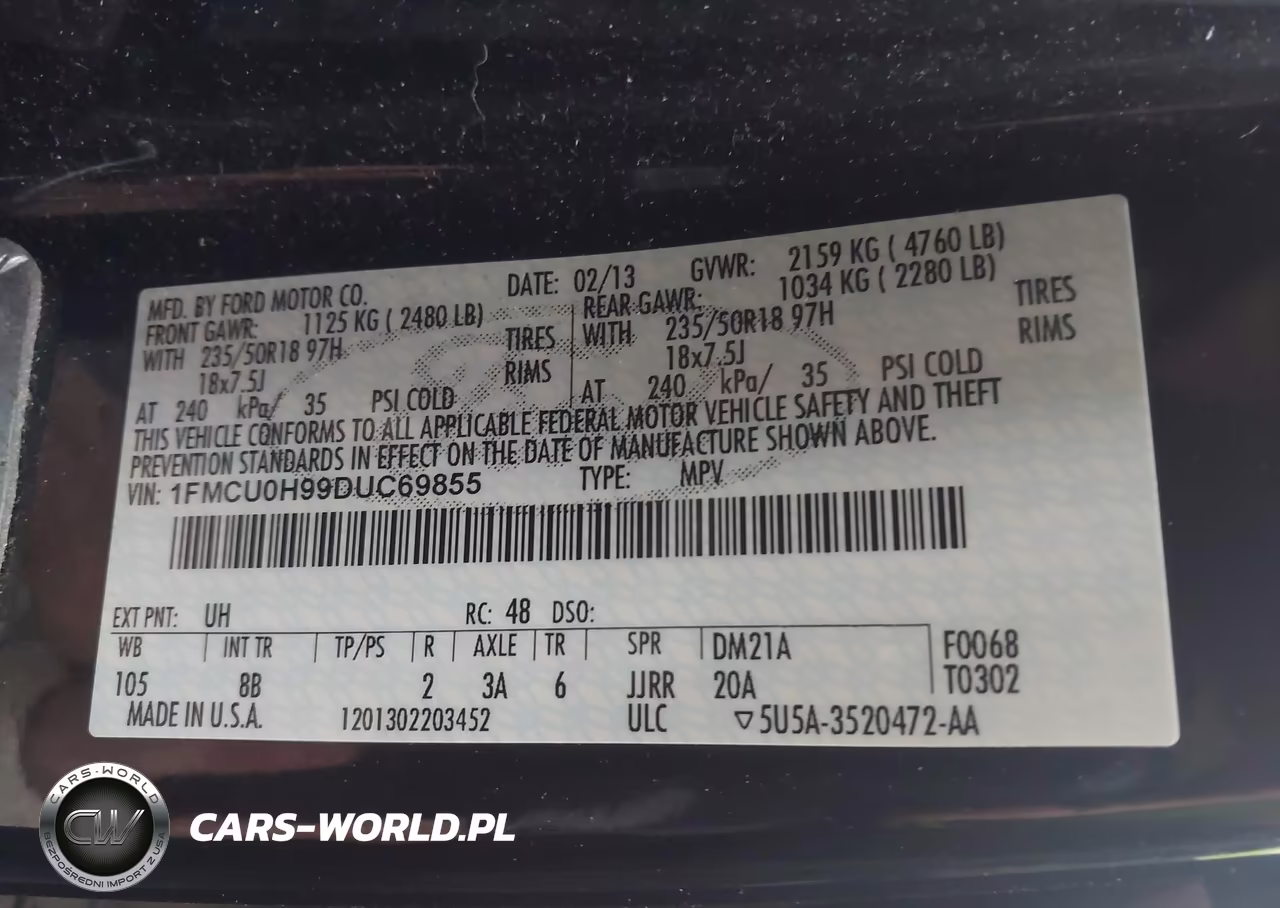 2013 Ford Escape Sel VIN:1FMCU0H99DUC69855 - 9