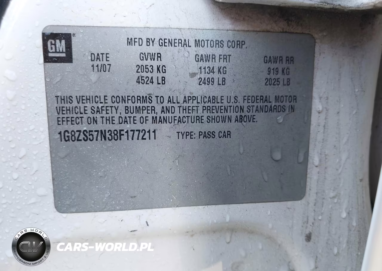 2008 Saturn Aura Xe VIN:1G8ZS57N38F177211 - 9