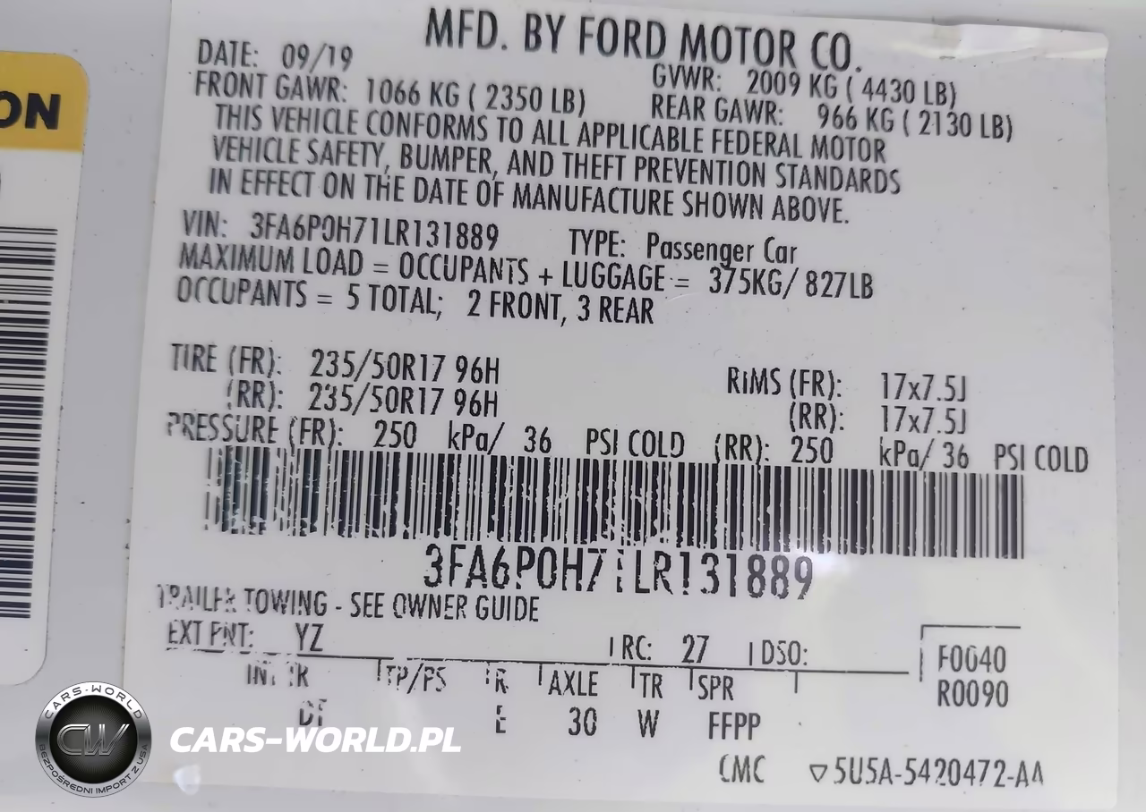 2020 Ford Fusion Se VIN:3FA6P0H71LR131889 - 9