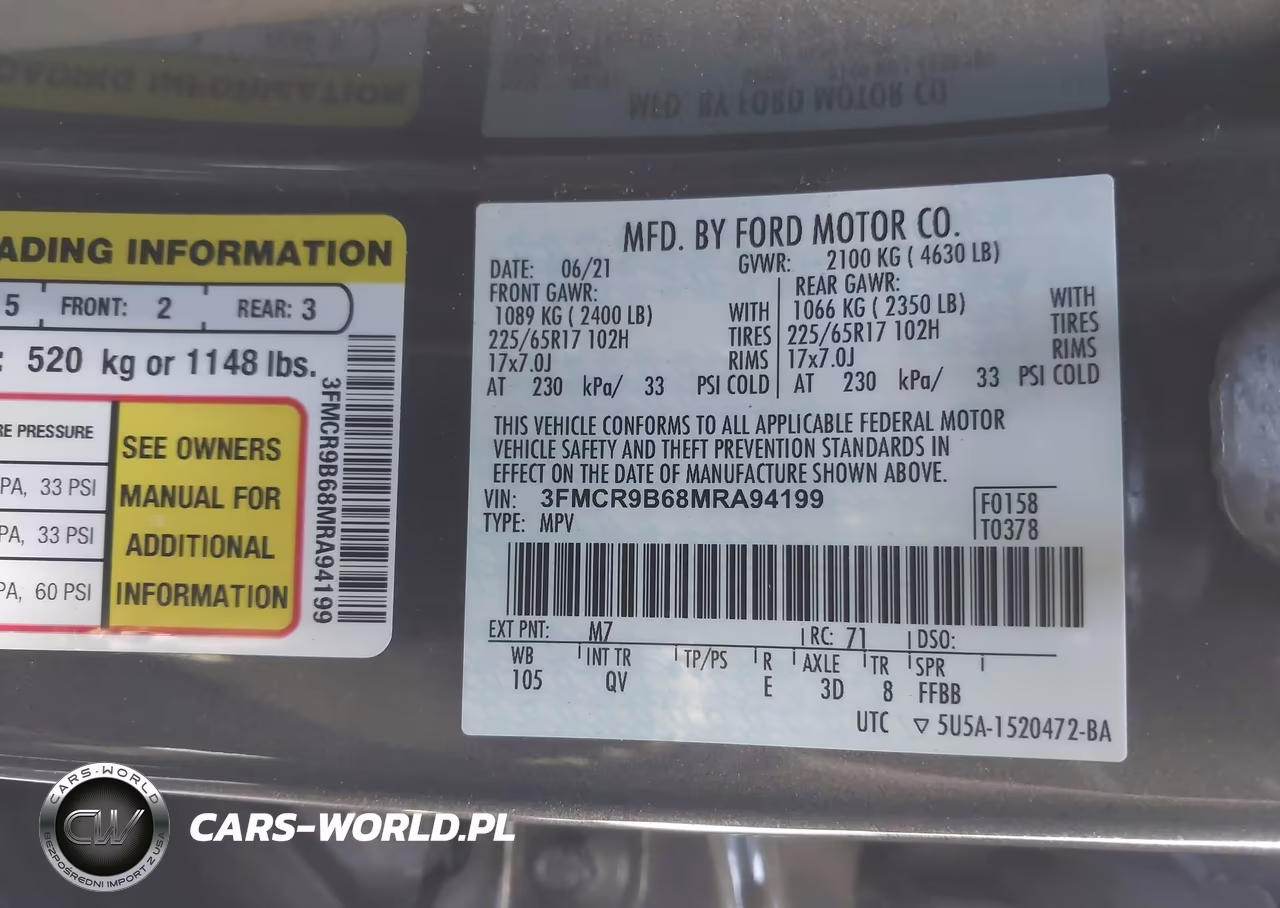 2021 Ford Bronco Sport Big Bend VIN:3FMCR9B68MRA94199 - 9