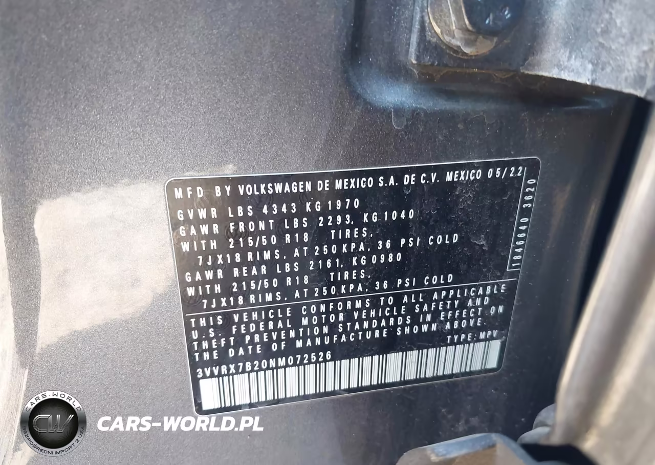2022 Volkswagen Taos 1.5T Se VIN:3VVRX7B20NM072526 - 9