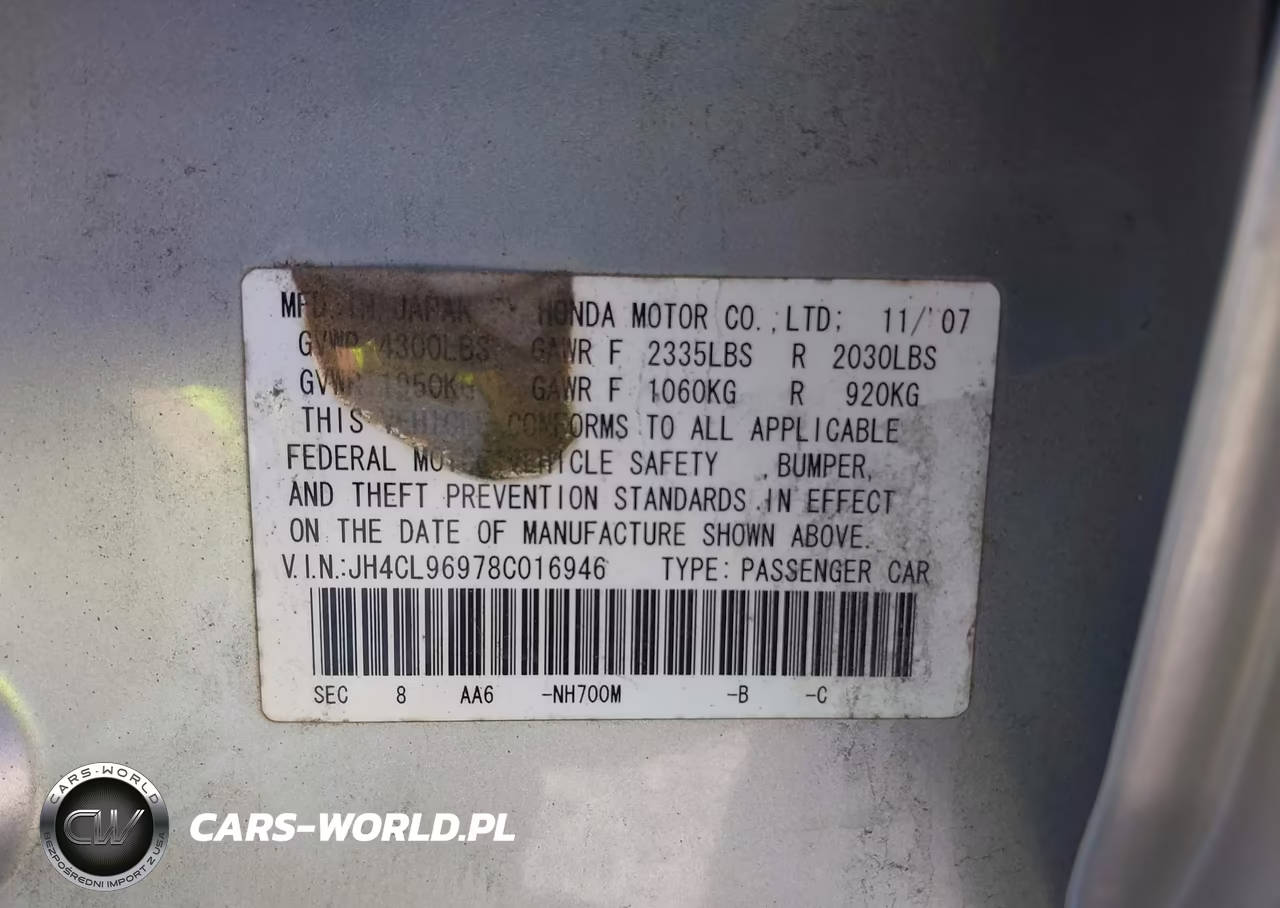 2008 Acura Tsx VIN:JH4CL96978C016946 - 9