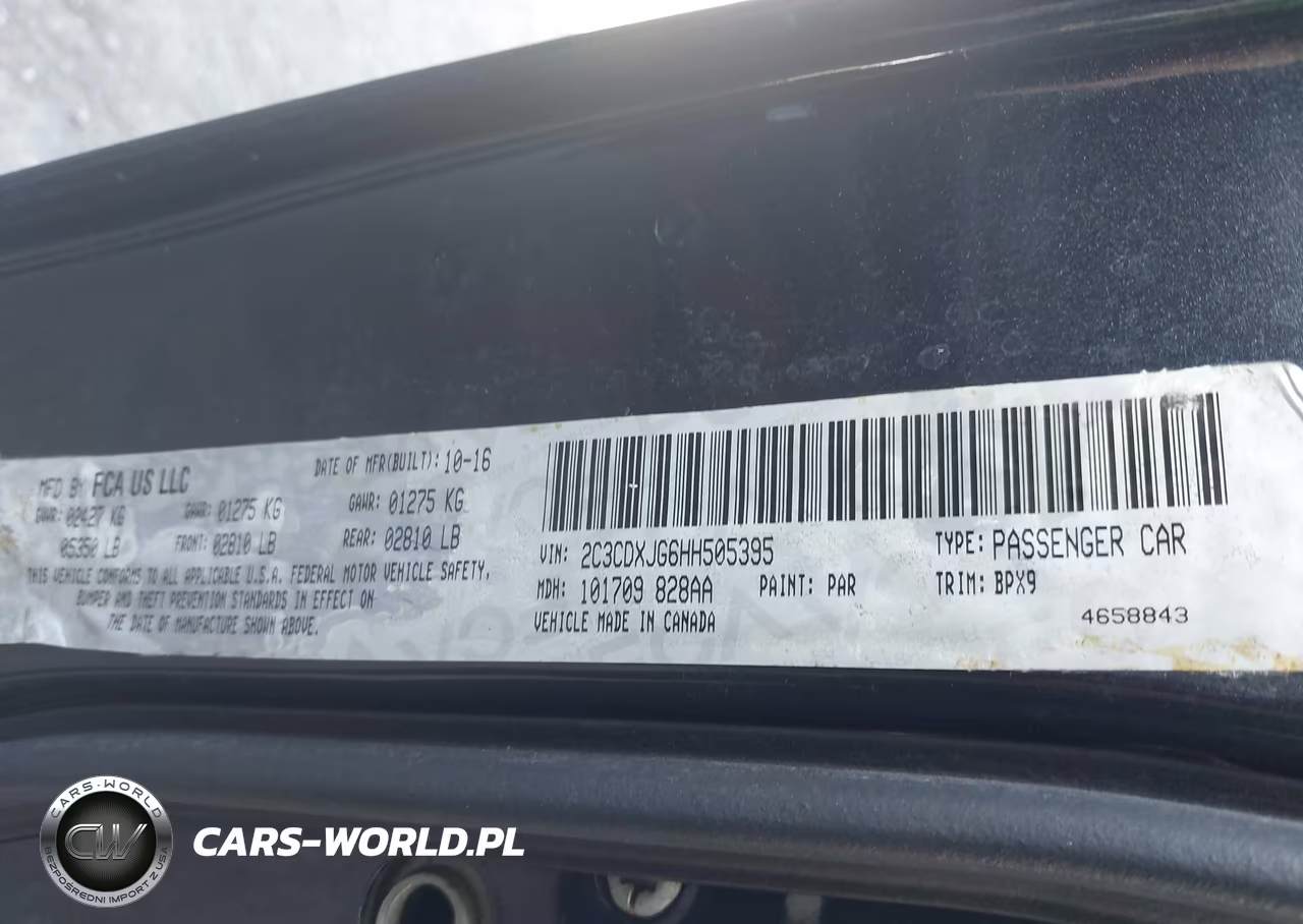 2017 Dodge Charger Sxt Awd VIN:2C3CDXJG6HH505395 - 9
