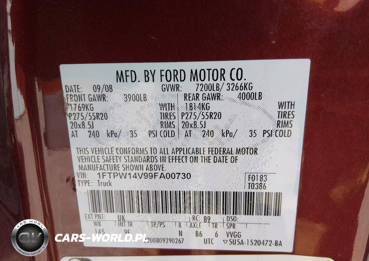 2009 Ford F-150 Fx4-King Ranch-Lariat-Platinum-Xl-Xlt VIN:1FTPW14V99FA00730 - 9
