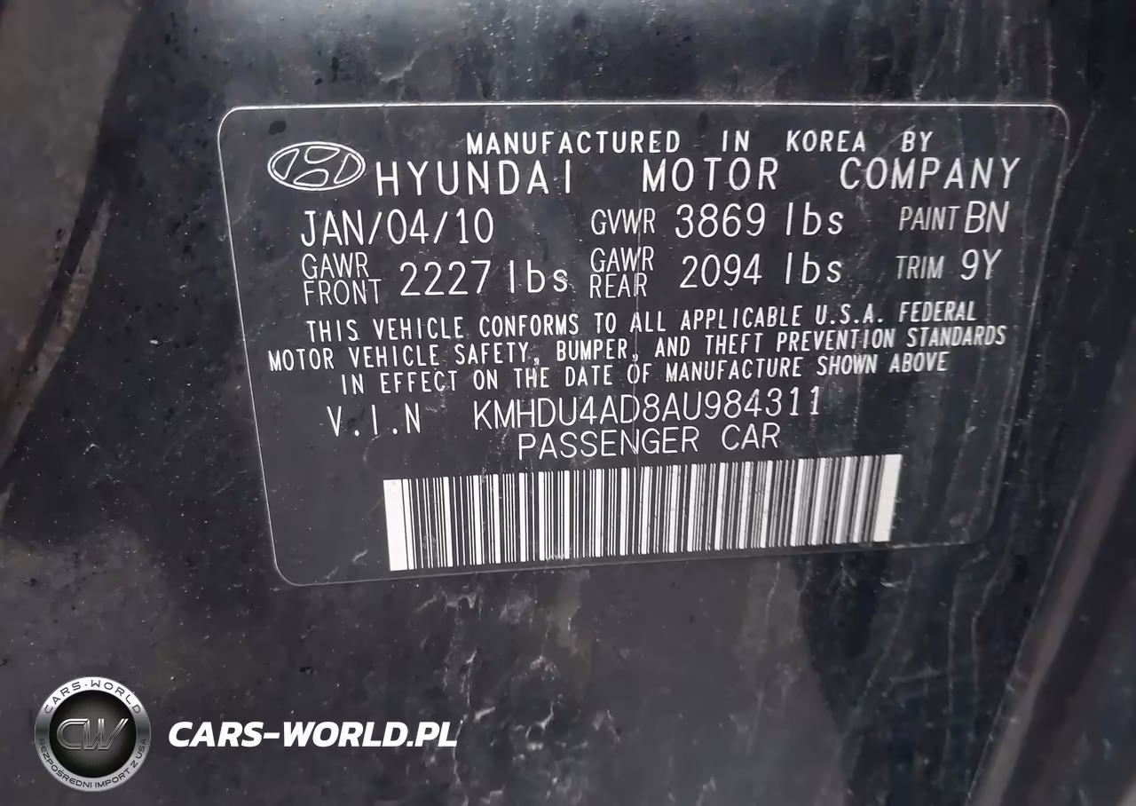 2010 Hyundai Elantra Se VIN:KMHDU4AD8AU984311 - 9