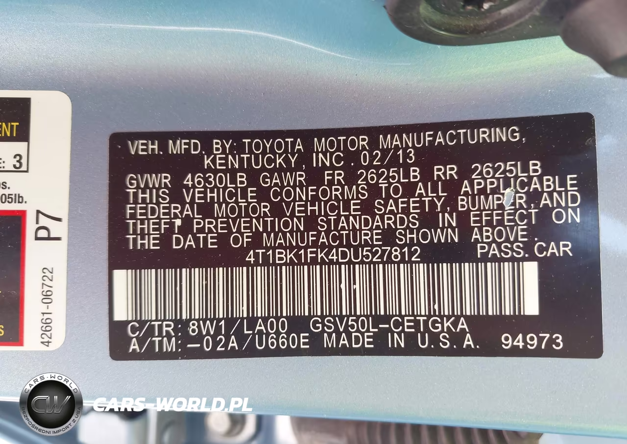 2013 Toyota Camry Xle V6 VIN:4T1BK1FK4DU527812 - 9