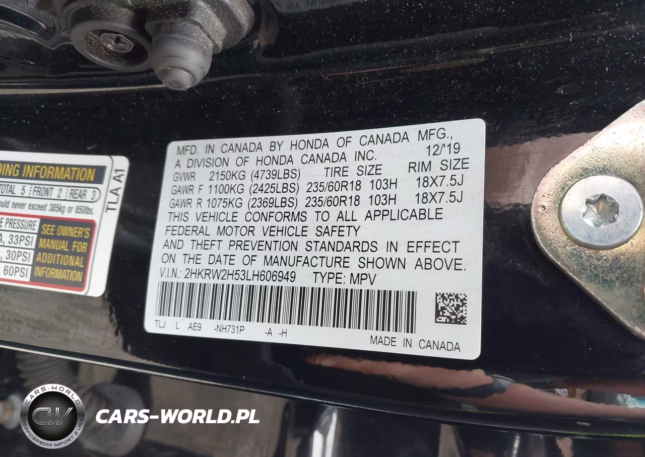 2020 Honda Cr-V Awd Ex VIN:2HKRW2H53LH606949 - 9