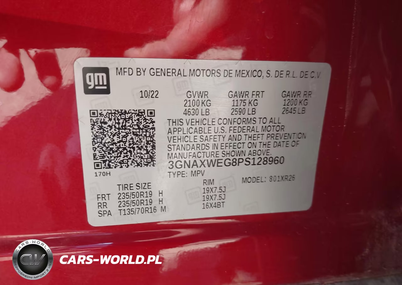 2023 Chevrolet Equinox Awd Rs VIN:3GNAXWEG8PS128960 - 9