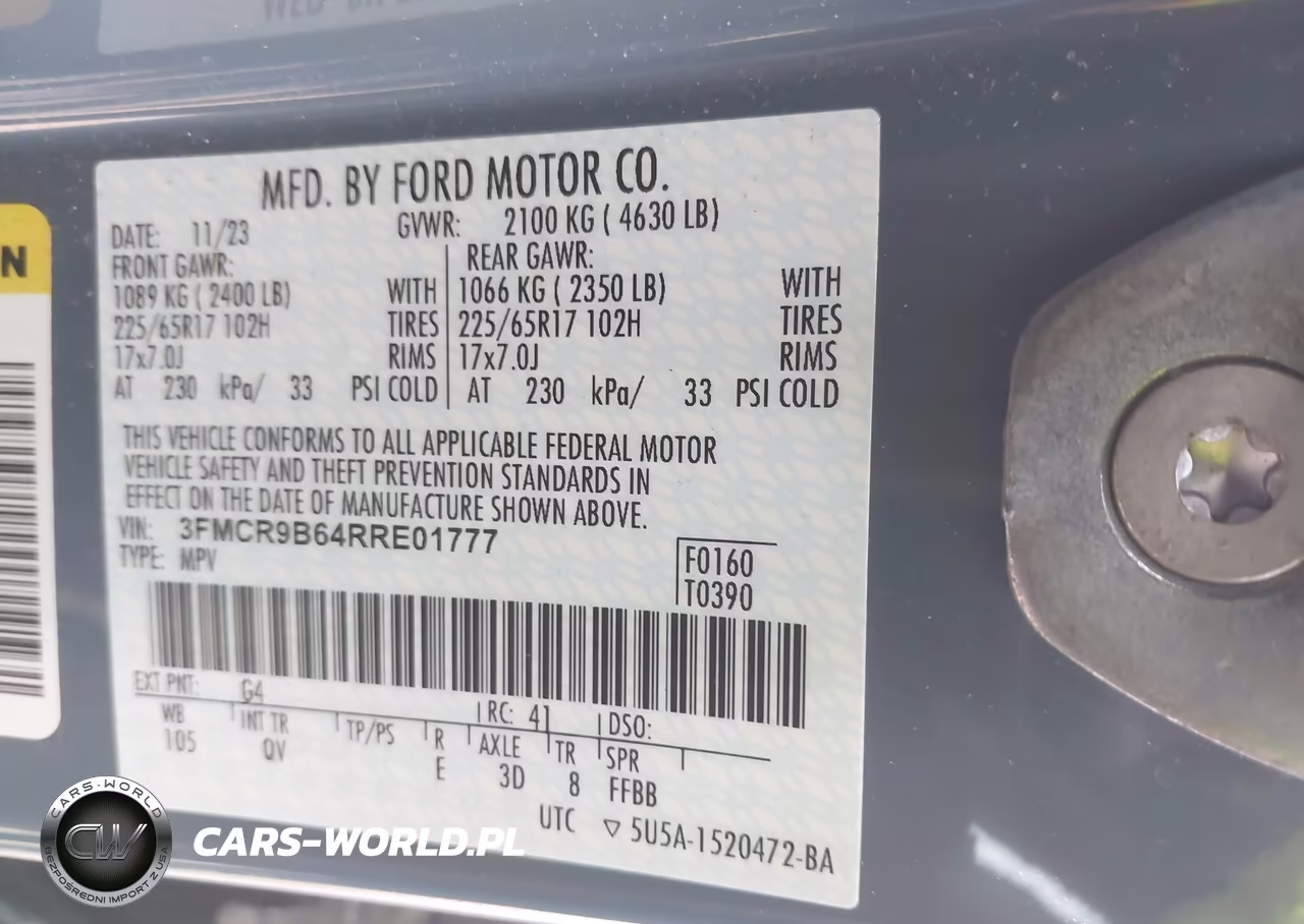 2024 Ford Bronco Sport Big Bend VIN:3FMCR9B64RRE01777 - 9