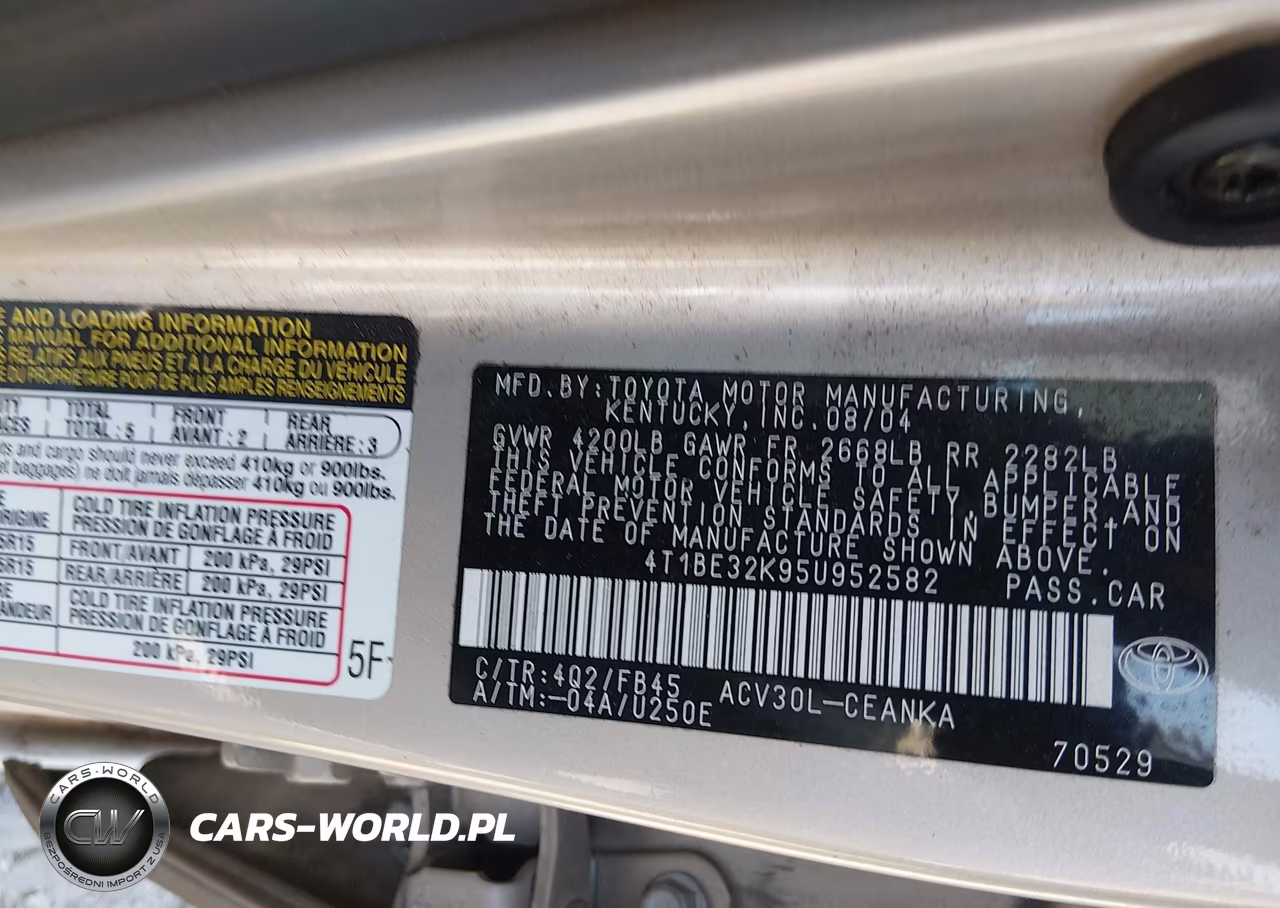 2005 Toyota Camry Le VIN:4T1BE32K95U952582 - 9