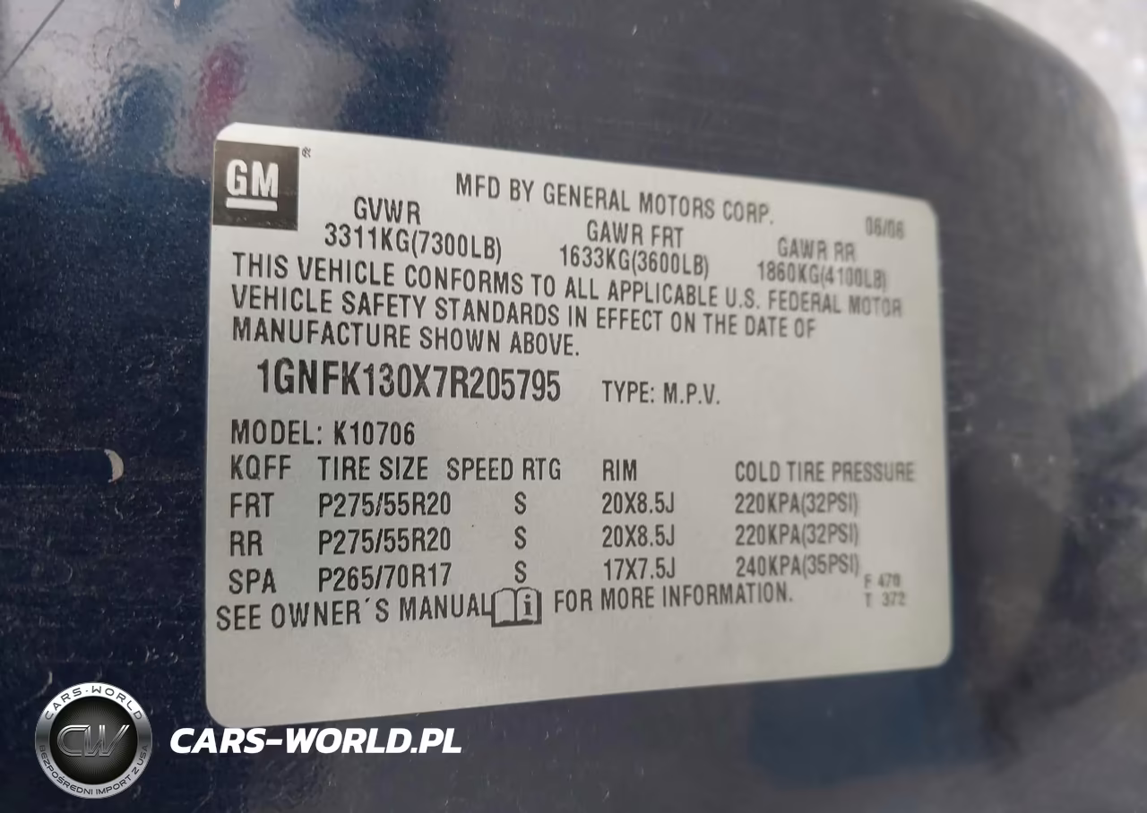 2007 Chevrolet Tahoe Lt VIN:1GNFK130X7R205795 - 9