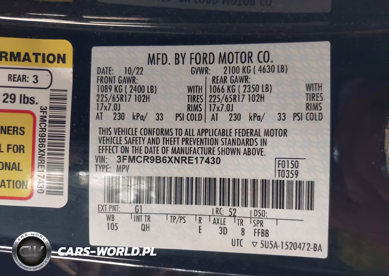 2022 Ford Bronco Sport Big Bend VIN:3FMCR9B6XNRE17430 - 9