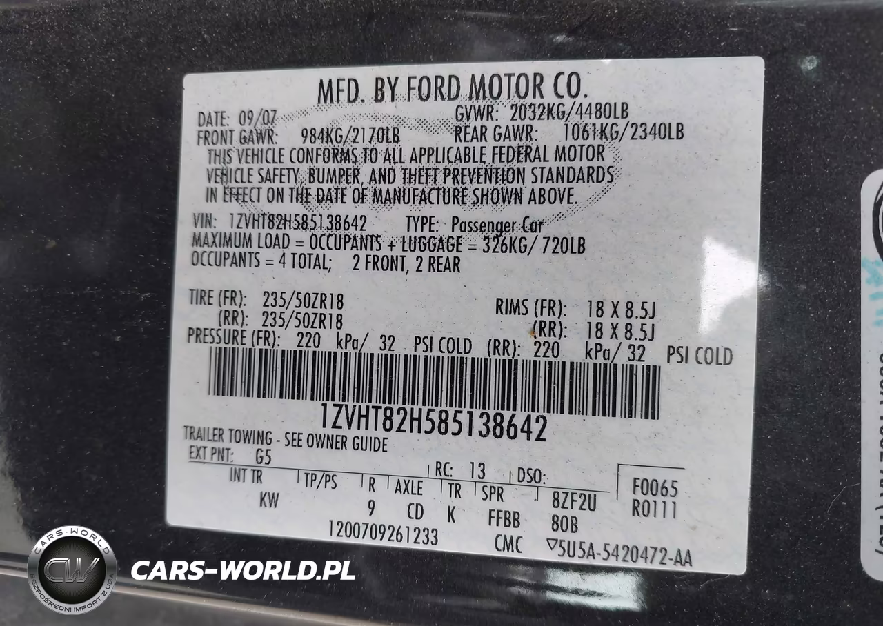2008 Ford Mustang Gt Deluxe-Gt Premium VIN:1ZVHT82H585138642 - 9
