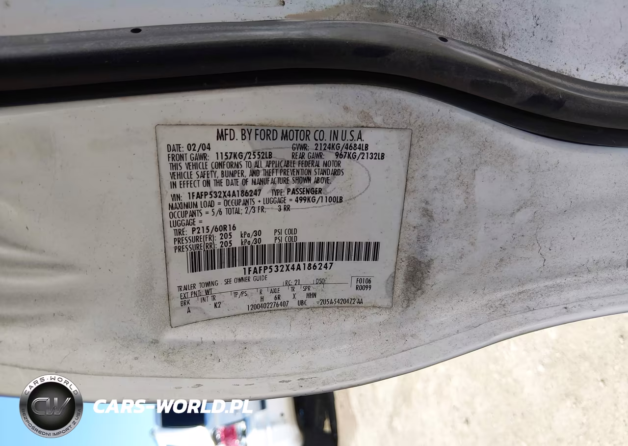 2004 Ford Taurus Se VIN:1FAFP532X4A186247 - 9